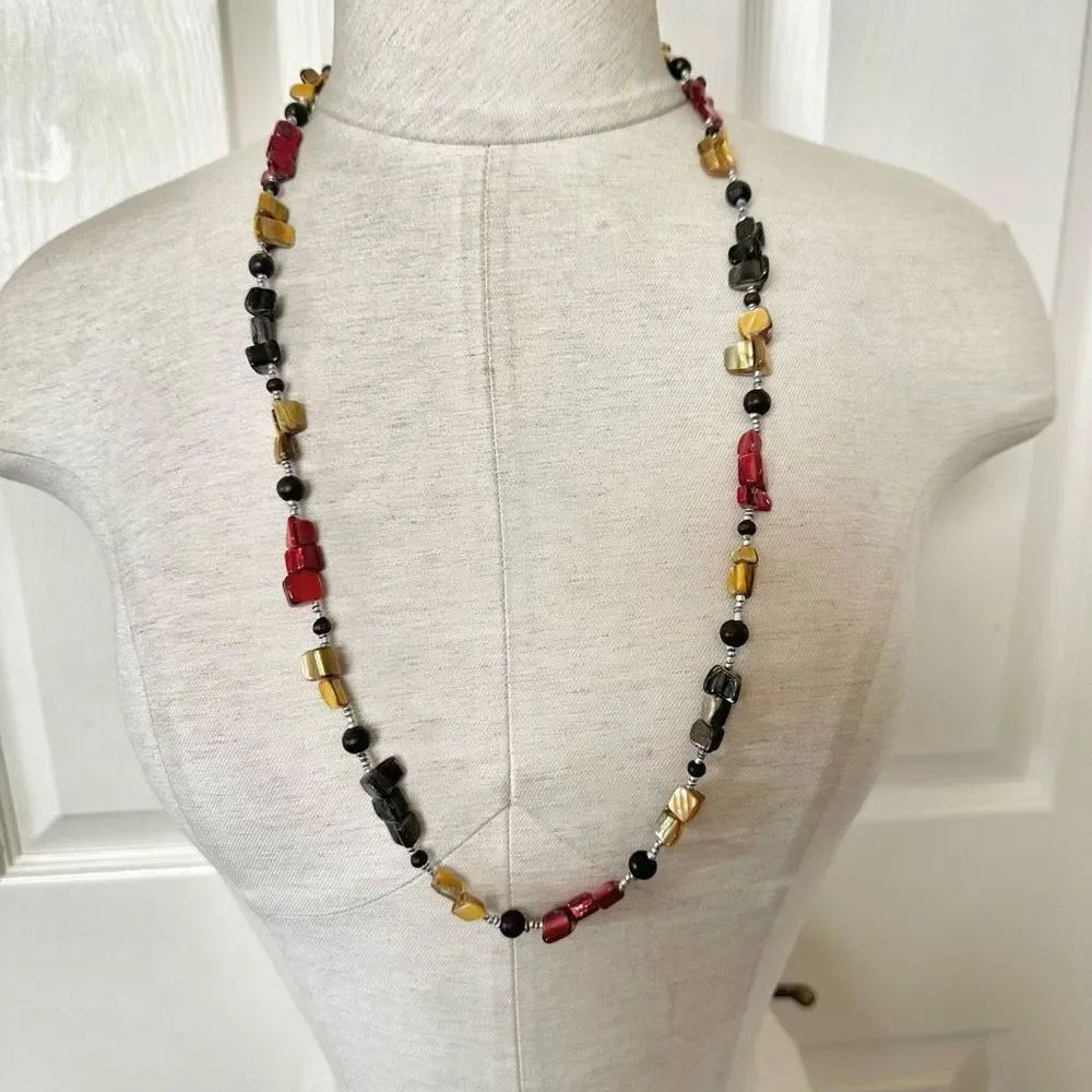 Long colorful abalone necklace